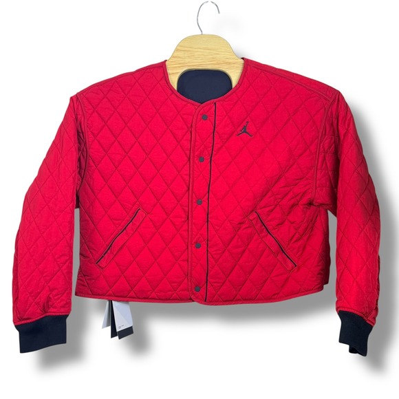 Jordan Reversible Quilted Jacket Women S Red Navy Blue Jumpman Liner DQ4451-687 - Picture 2 of 12